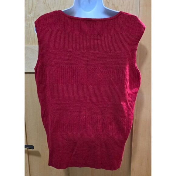 Rqt Womens Sleeveless Ribbed Knit Tank Top Large L Nylon & Rayon Blend Red - Picture 4 of 7